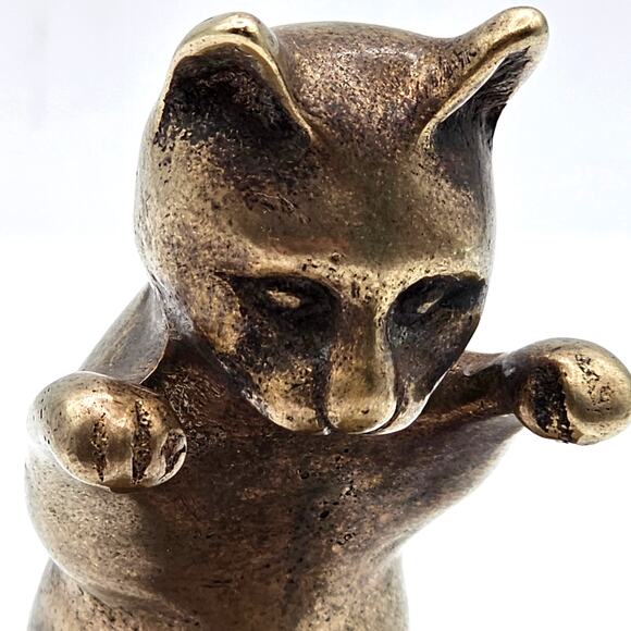 VTG SPI San Francisco Brass Cat Kitty Lotus Flower Trinket Dish Candle Holder - Picture 2 of 10